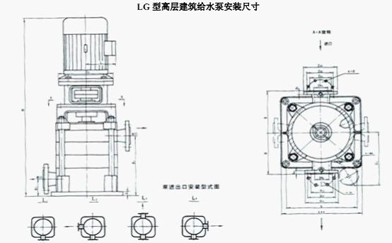 LG高层建筑给水离心泵安装尺寸图