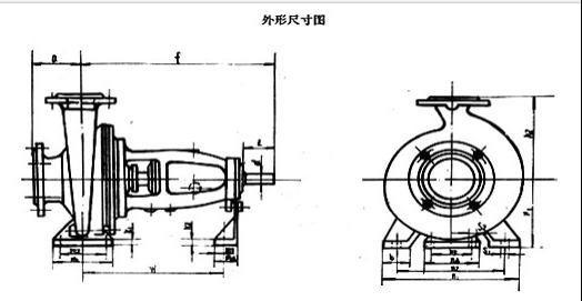 IS/ISR单级单吸离心泵外形尺寸图