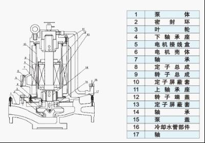 PBG屏蔽式管道泵结构图